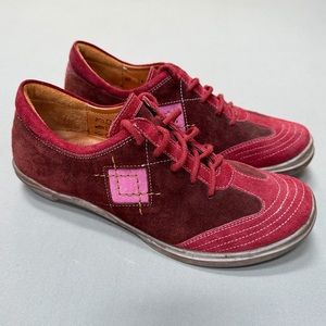THINK! Red patchwork suede walking shoes loafers sneakers, women’s EU 37.
